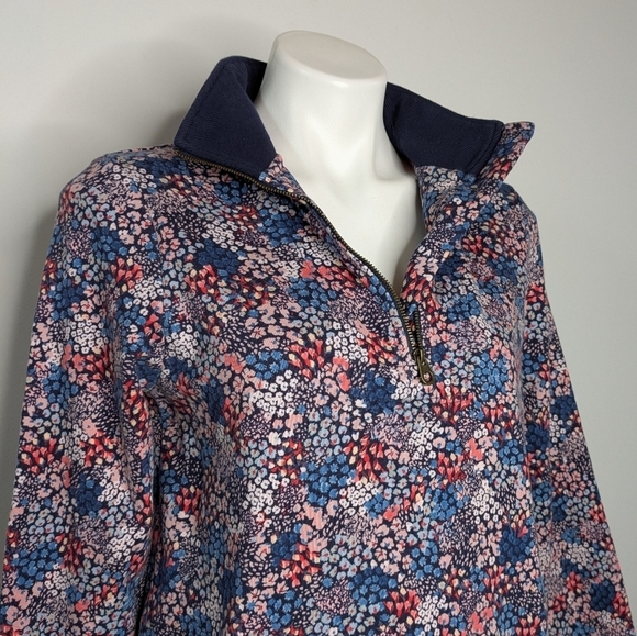 Joules Fairdale pink blue ditsy floral 1/3 zip pullover sweatshirt 6 - Picture 4 of 10